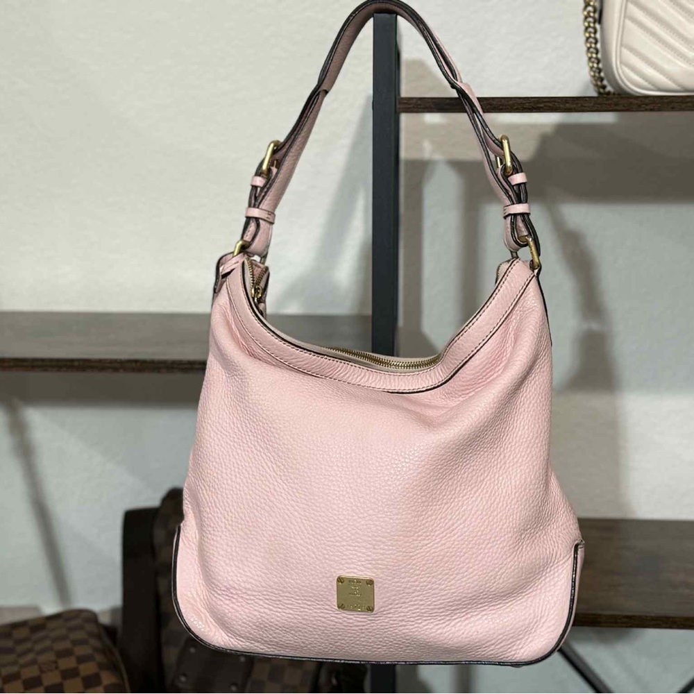 MCM Soft Pink Leather Hobo/Crossbody Bag